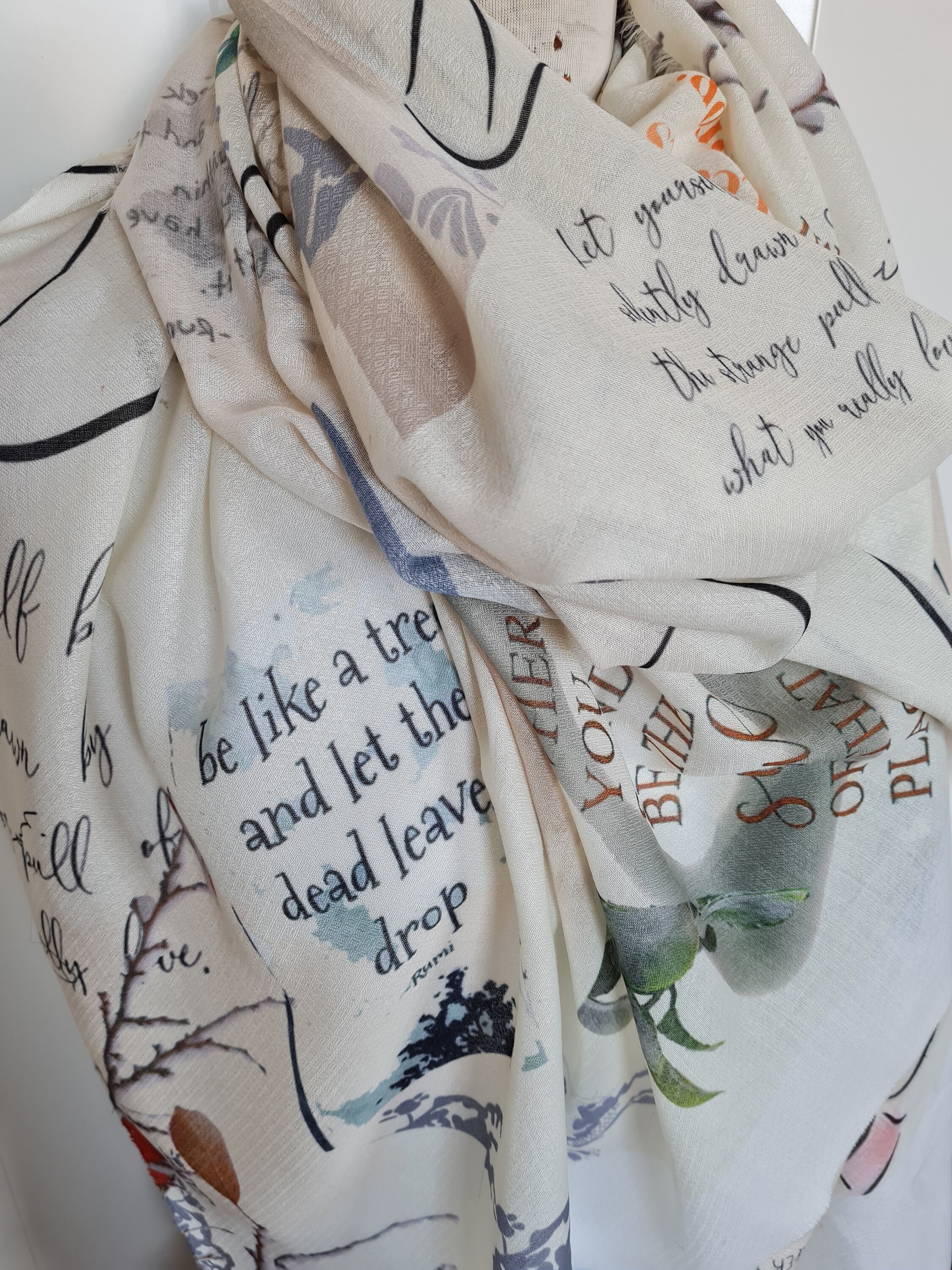 Rumi Quote Scarf, Writing Book Scarf - Inspirational Quote by RUMI ...