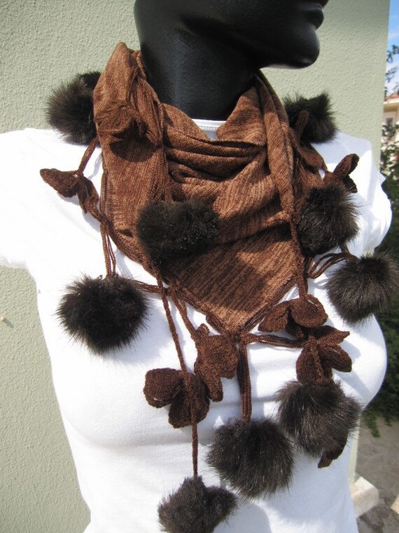 black pom pom scarf