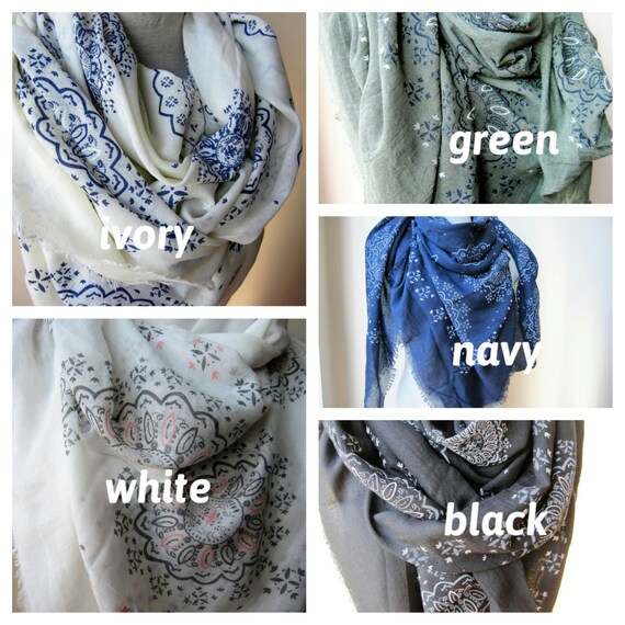 Square bohemian shawl scarf-lightweight blanket woman