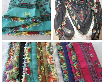 Floral Turkish Turkey oya Scarf- cotton gauze needle lace head hijab-woman fashion handmade scarves2012