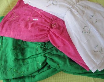 Emerald Green Sequin Scarf: Sparkly Cotton Gauze, Turkish Made white pink for woman