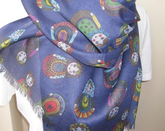 matryoshka Print Scarf, Russian nesting Babushka doll women's scarves