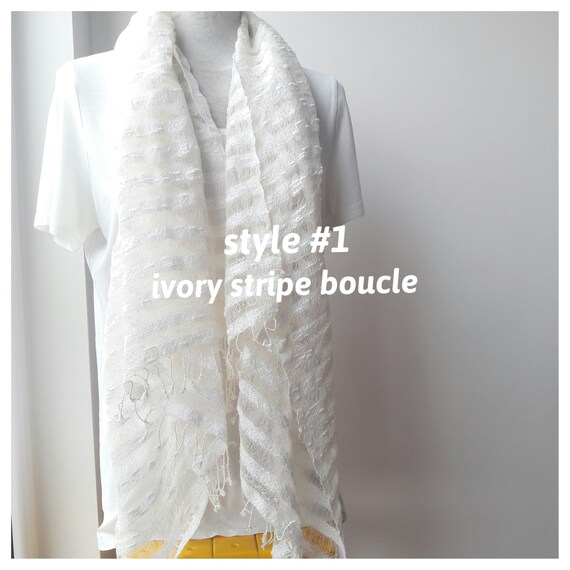 Mano intrecciate SCIARPA striped scarf cotone lino