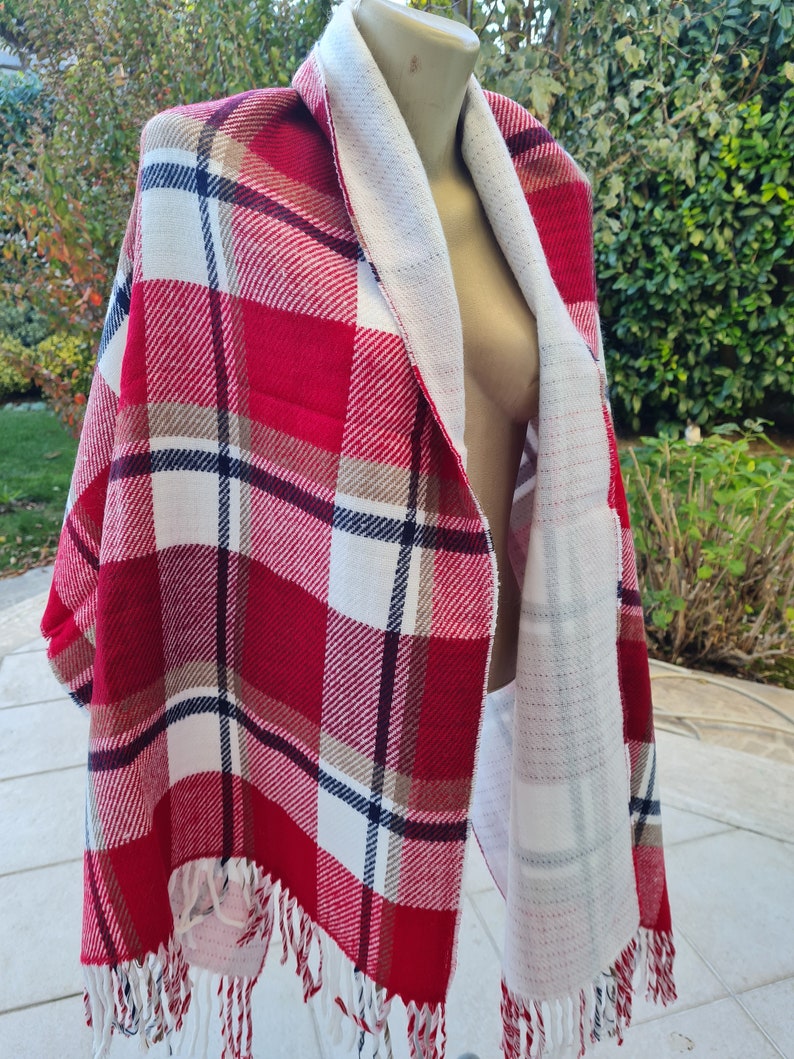Turkish scarf Man fashion-mad-mens scarves-2023 winter FASHION black red white tartan plaid flannel blanket scarf wrap shawl for Christmas image 4