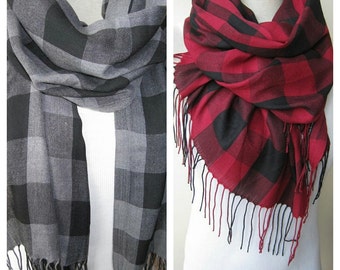 Buffalo Plaid Scarf: Turkish Cotton Viscose Blend, Men's Fashion