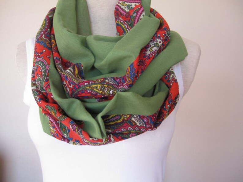 Infinity Scarves for Women red Green Blue Cintemani Paisley - Etsy