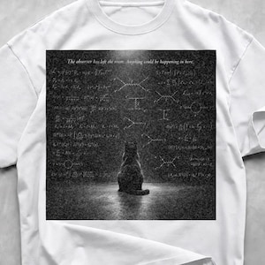 Black Cat Physics Shirt, Quantum Cat Funny Science Tee, Feynman Diagram Graphic Print Shirt, Physics Teacher Gift, Nerdy Cat Lover Tee
