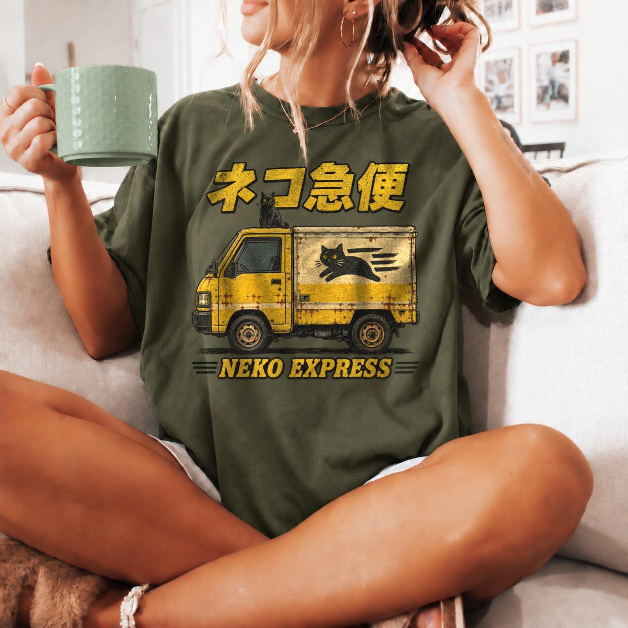 Japanese Cat Truck Shirt, Neko Express Vintage Kei Truck Tee