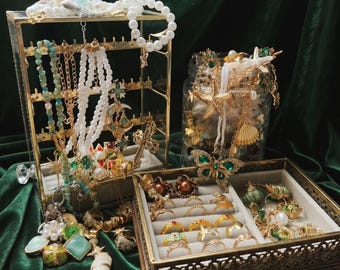 Boho Ocean Mystery Jewelry Jar, Vintage Beach Theme Blind Box, Curated Starfish Shell Gemstone Necklace Earrings Set, Graduation Party Gift