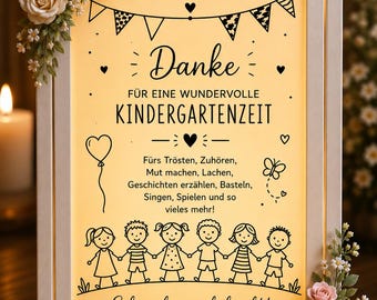 Abschiedsgeschenk Erzieher Laterne mit Fimo Rosen | Kindergarten Abschied | Danke Erzieher/in | Personalisierte LED Laterne |Kita Geschenk