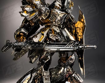 Bandai MG Sazabi Custom Chrome Metallic Model Kit, Electroplated Red Mecha Kit, Painted Gunpla Style Model