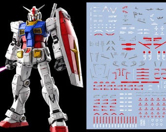 RX-78-2 Gundam Model Kit Waterslide Decals | MG RG Gouf Custom Caution Markings