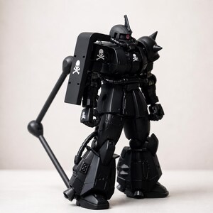 Gundam HG Zaku Style Mecha Model Kit, Custom Electroplated Armor, Gundam Inspired HG Robot Figure, Display Collectible image 3