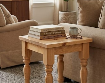 Rustikaler Holz-Beistelltisch/Sofa-Beistelltisch/Massiver Kiefernholztisch Vintage-Charme-Holz-Beistelltisch