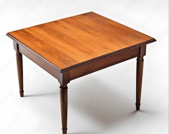 Handgemaakte massief houten eettafel | Rustieke boerenkeukentafel | Houten tafel met walnootafwerking | Vierkant eetkamermeubilair