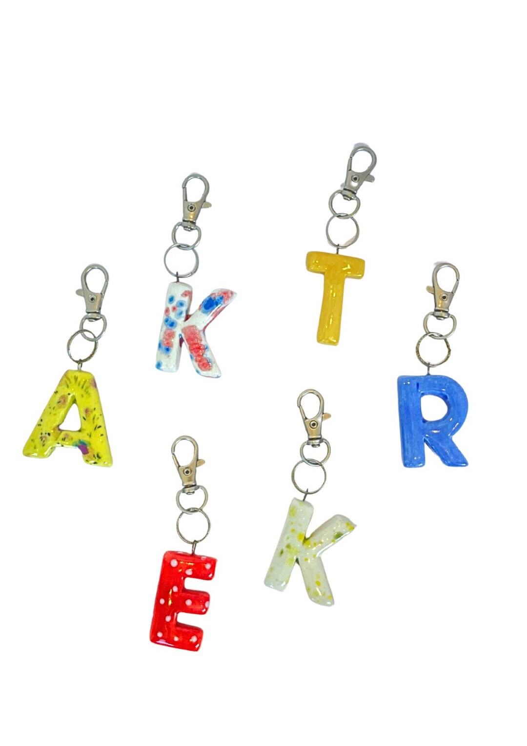 Ceramic Letter Key Rings - Etsy