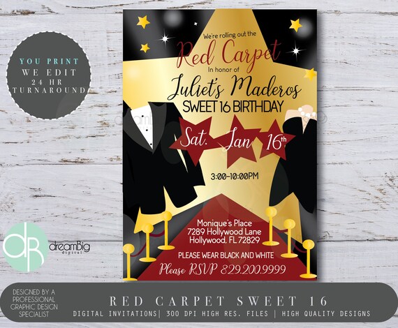 red carpet sweet 16 invitations sweet 16 birthday invitations