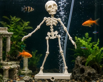 Dancing Skeleton Aquarium Ornament | 3D Printed Fish Tank Air Bubbler Decoration | Unique Aquarium Decor