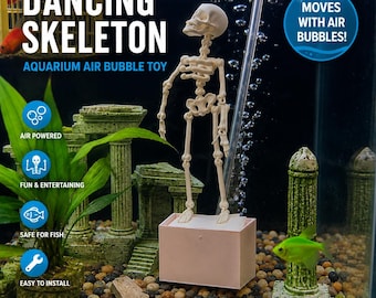 Adorno de oxigenación para acuario con esqueleto danzante – Decoración para pecera impulsada por aire