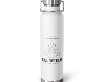 Borraccia in acciaio inox con design geometrico, thermos sportivo motivazionale, confezione "Architetti", tazza da viaggio minimalista e di tendenza