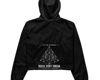 Giacca a vento corta nera da donna, impermeabile, top sportivo estetico, giacca con cappuccio leggera in stile streetwear urbano, The Architects Pack