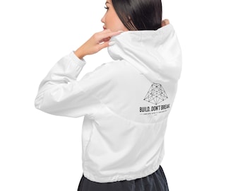 Cropped Streetwear Windbreaker, Women Cyberpunk Jacket, Minimalist Geometric Coat, Aesthetic Techwear Top, Edgy Alt Clothing Crop Jacket