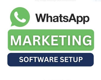 May include: A graphic with the WhatsApp logo and the words "WhatsApp Marketing Software Setup." The word "Marketing" is in a green rectangle, and "Software Setup" is in a blue rectangle.