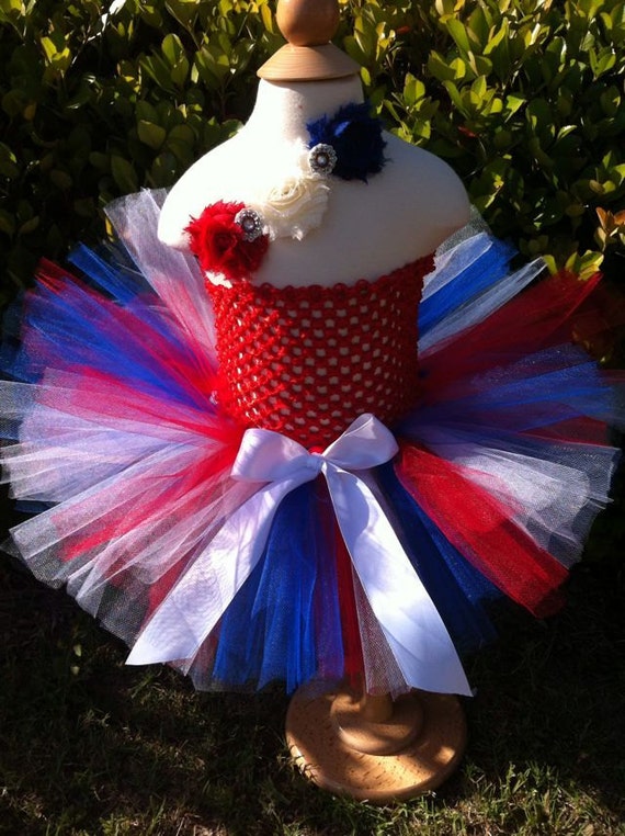 Items similar to Miss America Fourth of July Tutu with matching triple ...