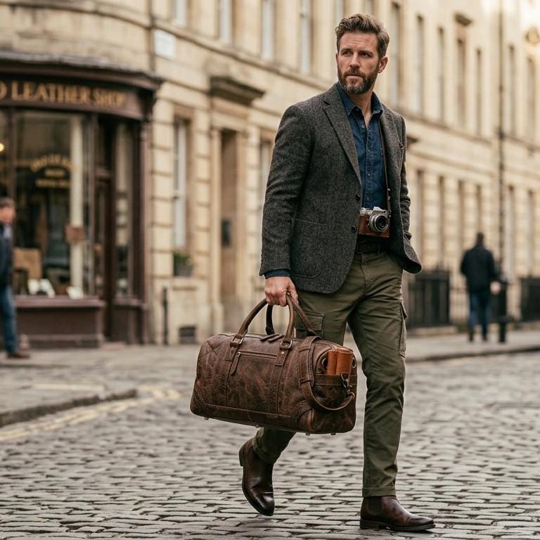 Personalized Full Grain Leather Duffle Bag for Men, Handmade Weekender Travel Holdall, Overnight Gym Bag, Gift for Him