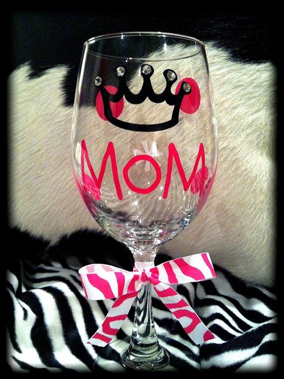 Personalized Mom Wine Glass Etsy