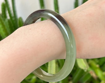 55.3mm Qinghai Nephrite Jade Bangle - Rare Two-Tone Imperial Purple & Lake Water Green