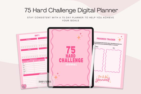 75 Hard Challenge Digital Planner | Fitness, Habit, Wellness Tracker (Digital Download)