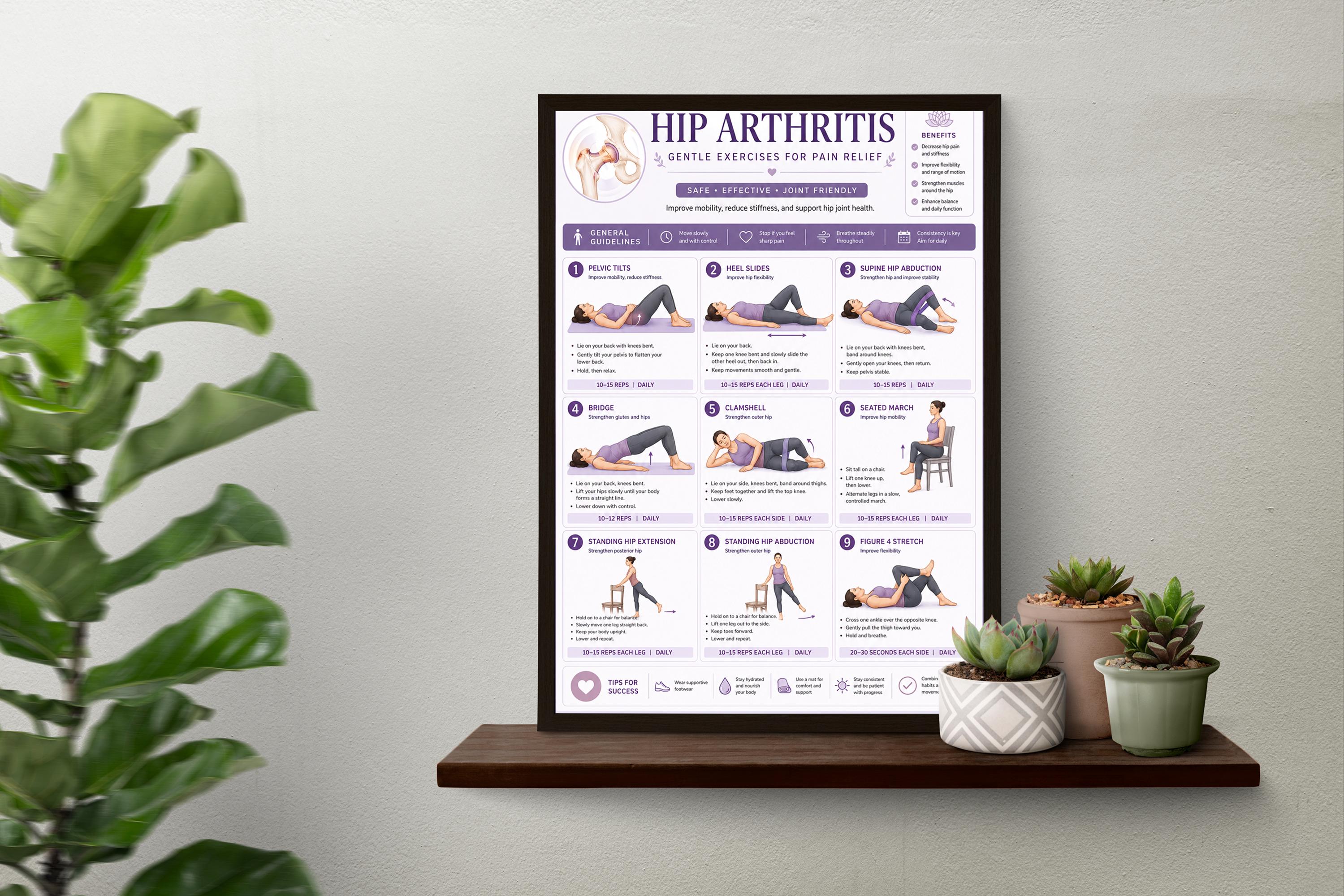 Hip Basicplus Chart.pdf Hip Arthritis Exercises Printable | Hip Osteoarthritis Gentle Workout ...