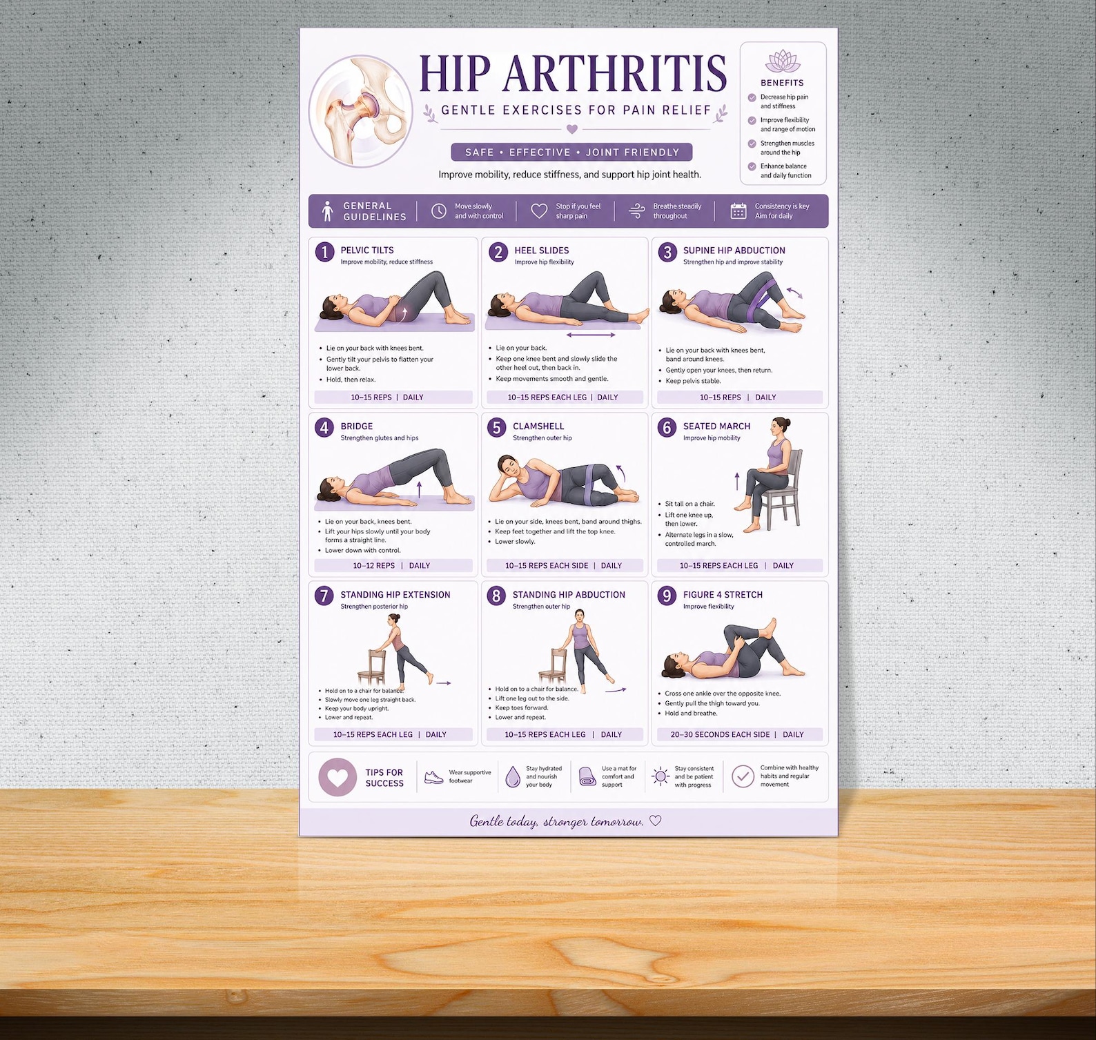 Hip Basicplus Chart.pdf Hip Arthritis Exercises Printable | Hip Osteoarthritis Gentle Workout ...
