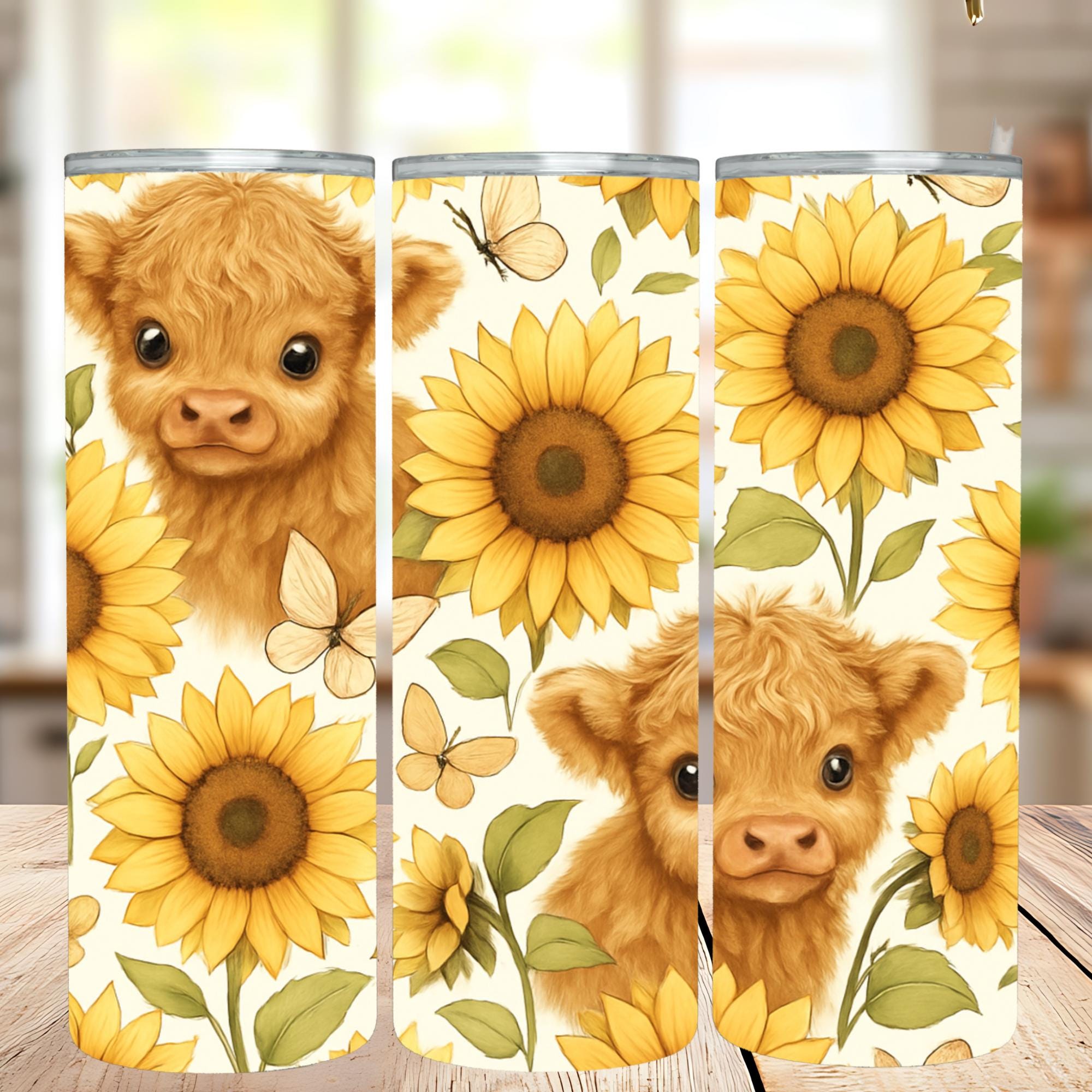Highland Cow PNG Clipart, Cute Cow With Sunflowers PNG, Farmhouse ...