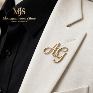 Lyxig personlig bokstavsbrosch, monogramnål, accessoar för bröllopskostym, present till män och kvinnor.