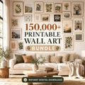 150,000+ Wall Art Bundle, Printable Art Mega Collection, Aesthetic Vintage Abstract Posters, Commercial License PLR MRR