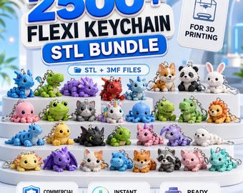 2500+ Flexi-sleutelhanger STL-bundel voor 3D-printen | Gelede modellen ter plaatse afdrukken met commerciële licentie