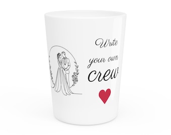 Schreib deine eigene Crew Schnapsglas | Personalisierte Name Herz Design