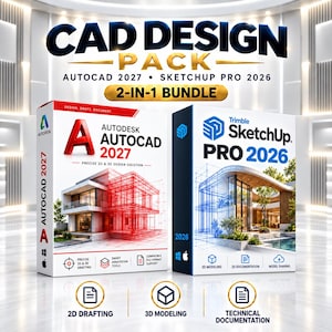 AutoCAD 2027 & SketchUp Pro 2026 CAD Design Pack | 2-in-1 Bundle | Lifetime Access | Instant Download