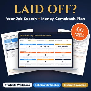 Job Search Tracker, Layoff Recovery Kit, Unemployment Planner Printable, Career Change Workbook, Interview Prep, Budget Spreadsheet