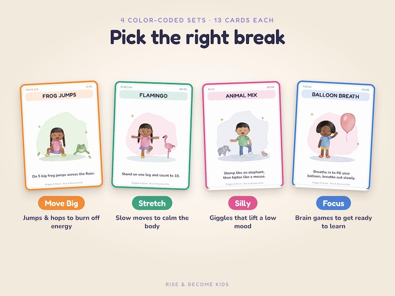 Movement Manager Brain Break Cards for Kids, Movement Activity, Indoor Recess Game ...