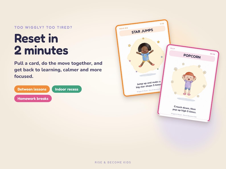 Movement Manager Brain Break Cards for Kids, Movement Activity, Indoor Recess Game ...