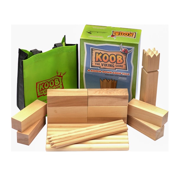 KOOB Le jeu Viking - Jeu Kubb en bois dur de qualité supérieure fabriqué au Canada