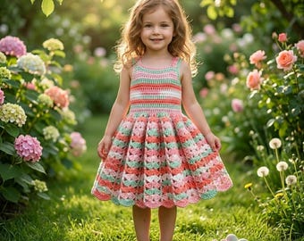 Sweetheart Crochet Dress Pattern PDF, Beginner Ribbed Dress, Handmade Summer Outfit Crochet, Ribbed Bodice Sundress, Crochet Tank Dress