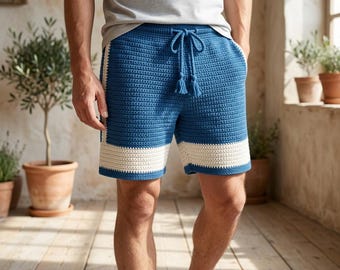 Crochet Athletic Shorts Pattern, Crochet Drawstring Shorts, Crochet Summer Shorts PDF, High Waist Crochet Shorts, Crochet Beachwear