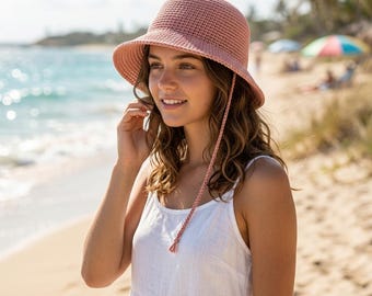 Crochet Raffia Bucket Hat Pattern PDF, Beginner Summer Sun Hat (Digital Download)