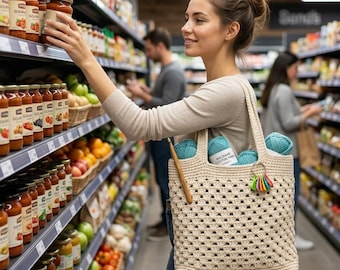 Classic Crochet Tote Bag Pattern, Beginner Textured Market Bag (PDF Download)