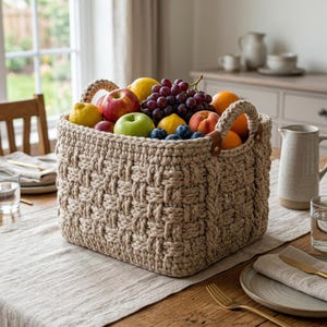 Textured Crochet Basket Pattern PDF, Beginner T-Shirt Yarn Storage Organizer (Digital Download)