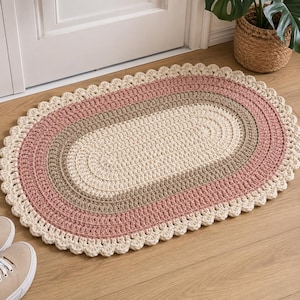 Oval Crochet Rug Pattern, Beginner Textured Floor Mat (PDF Download)